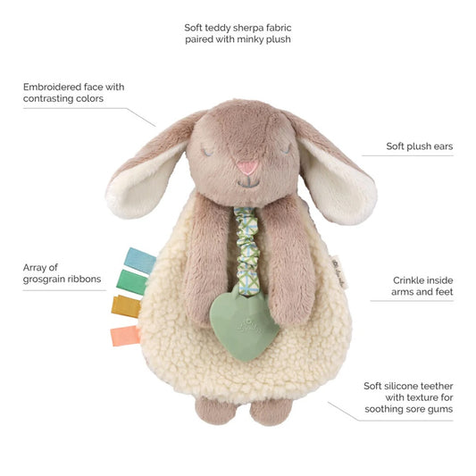 Ritzy Lovey Plush and Teether Toy | Taupe Bunny
