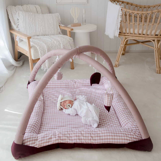 Activity Play Mat | Pink Gingham & Plum