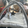 Load image into Gallery viewer, Activity Play Mat | Light Grey Gingham & White Linen