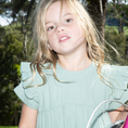 Load image into Gallery viewer, Muslin Charlotte Dress Short Sleeve | Matcha
