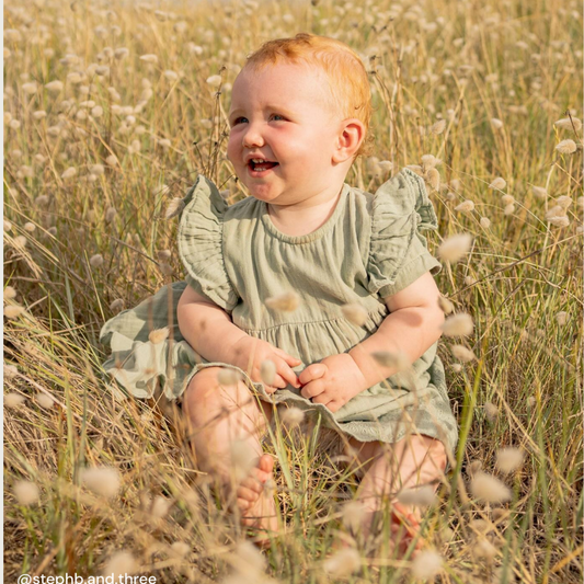 Muslin Charlotte Dress Short Sleeve | Matcha