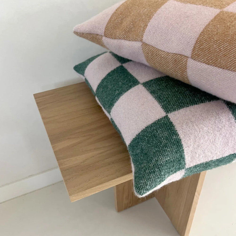 Checkerboard Cushion | Green Pink