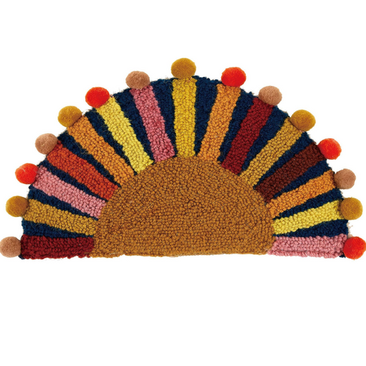 Wool Hook Cushion | Good Day Sunshine Pom Poms - Stina's Style