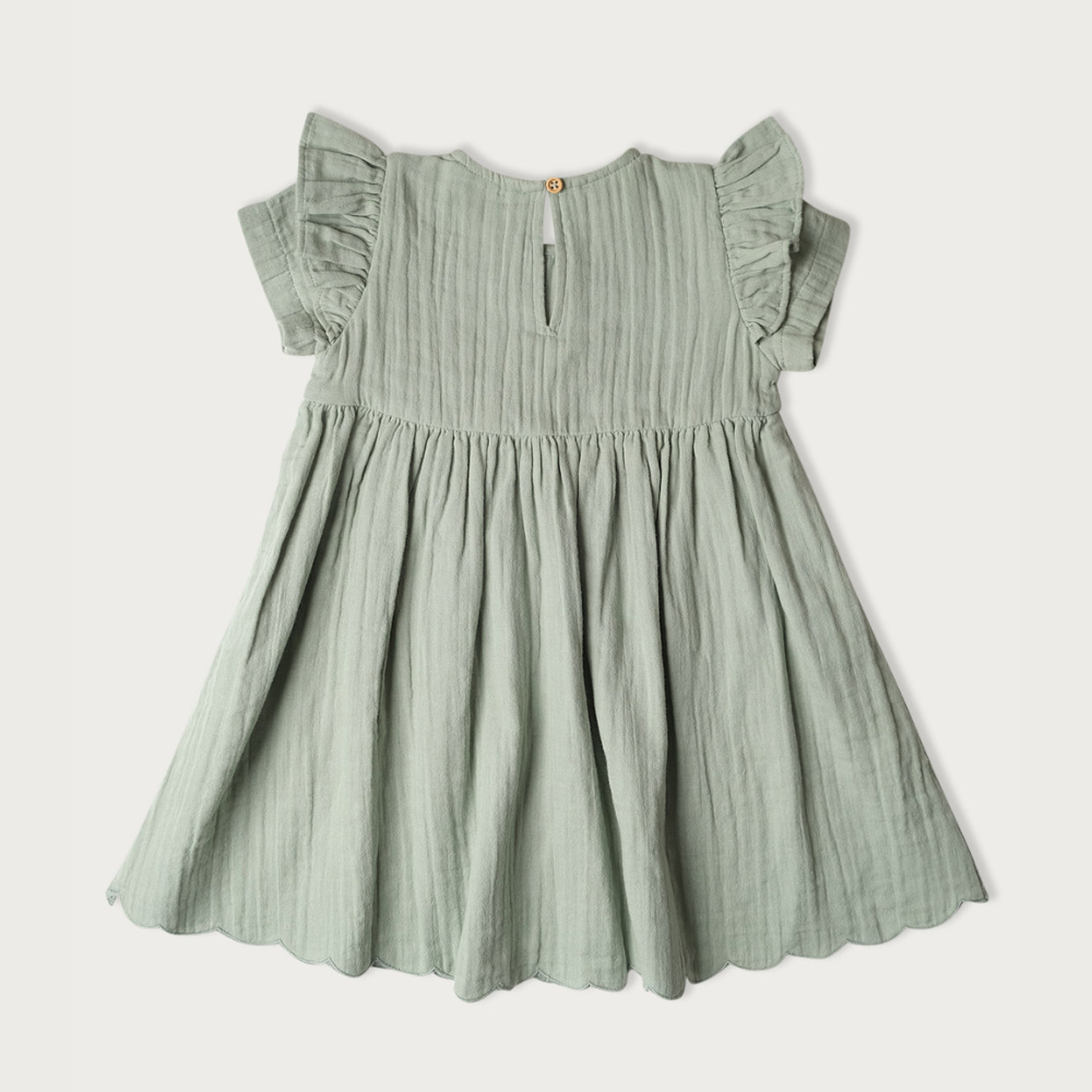 Muslin Charlotte Dress Short Sleeve | Matcha