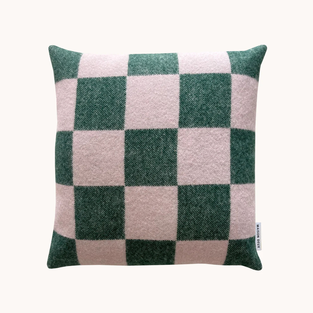 Checkerboard Cushion | Green Pink