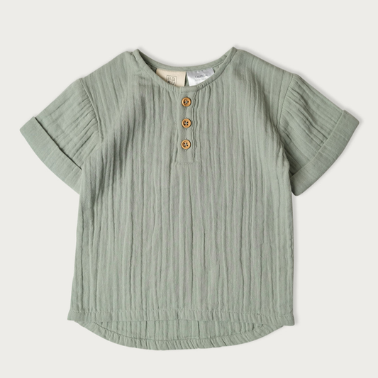 Muslin Frankie Grandpa Shirt | Matcha