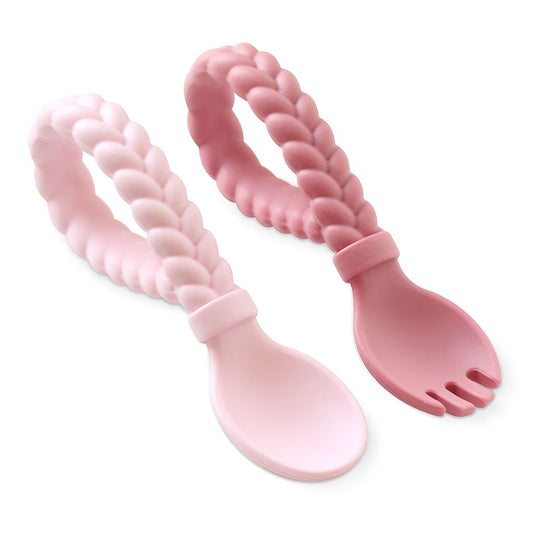 Itzy Ritzy- Fork & Spoon Set- Pink