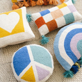 Load image into Gallery viewer, Wool Hook Cushion | Cool Rainbow with Tassels
