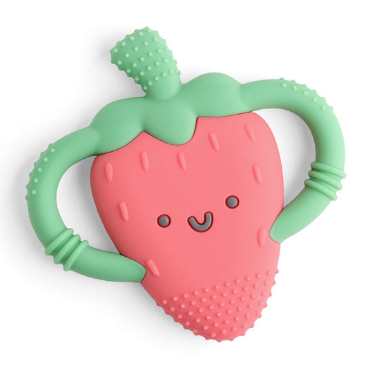 Chew Crew Silicone Handle Teether | Strawberry