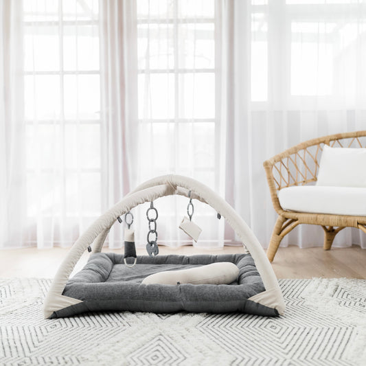 Activity Play Mat | Charcoal Linen & Natural