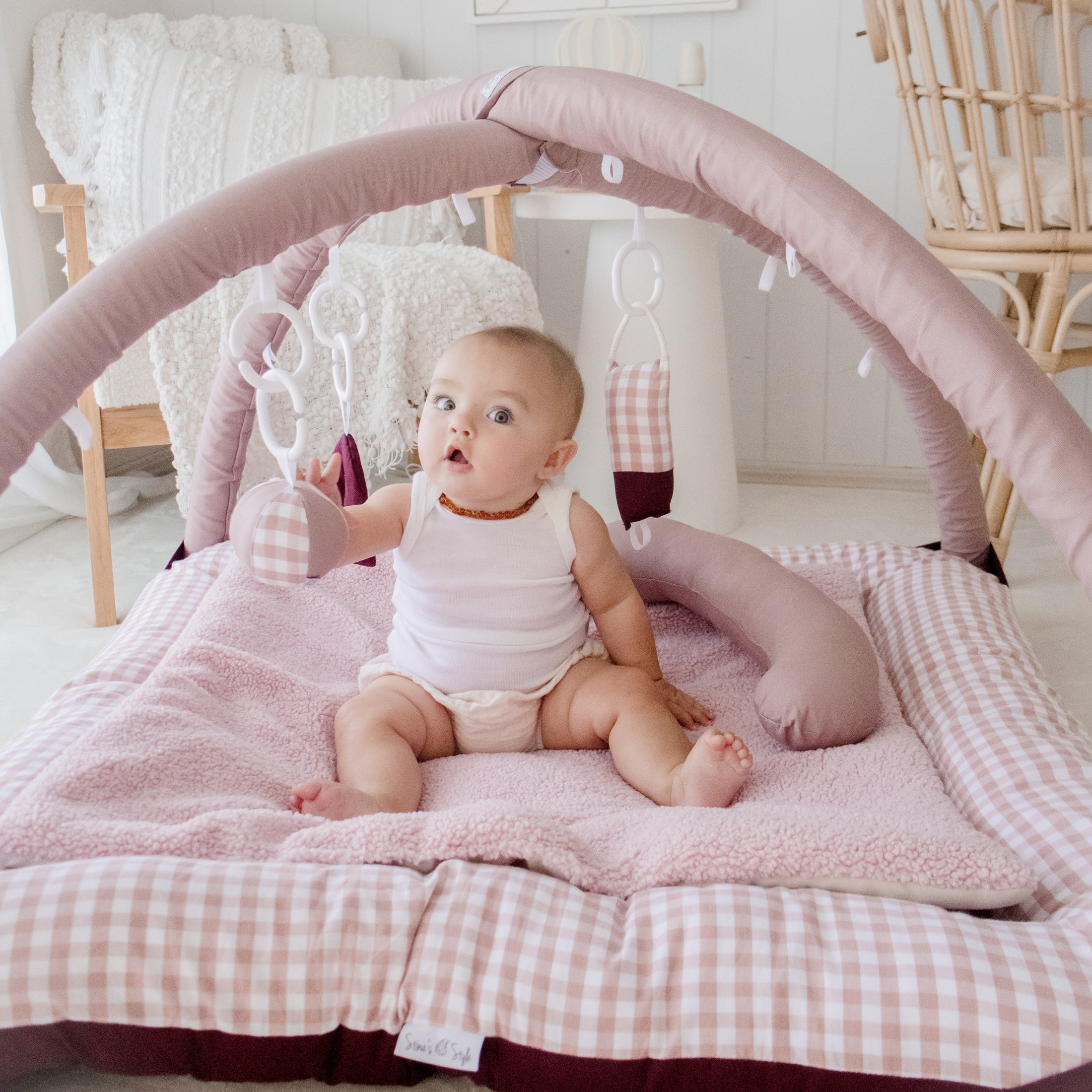 Activity Play Mat | Pink Gingham & Plum