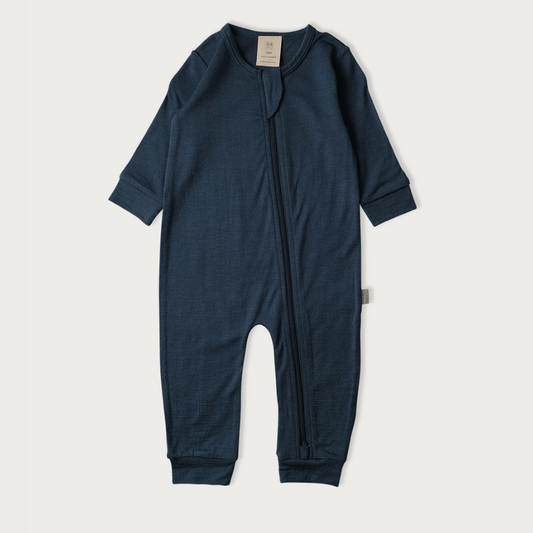 Merino Footless All in One | Denim - Stina's Style