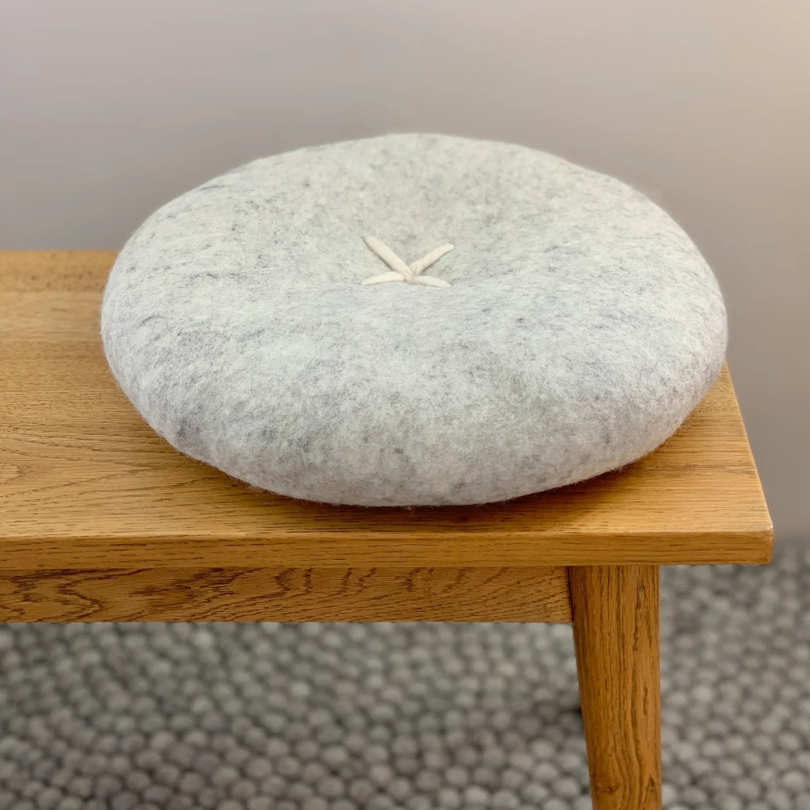 Button Cushion | Light Grey Marle