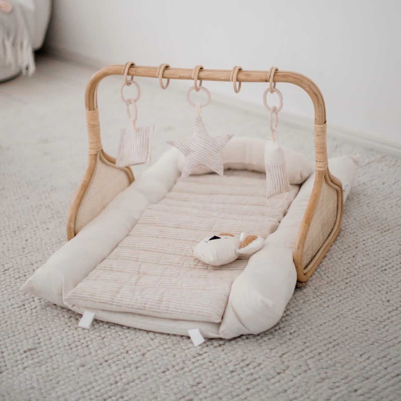 Rattan Play Gym Bundle | Lined Linen