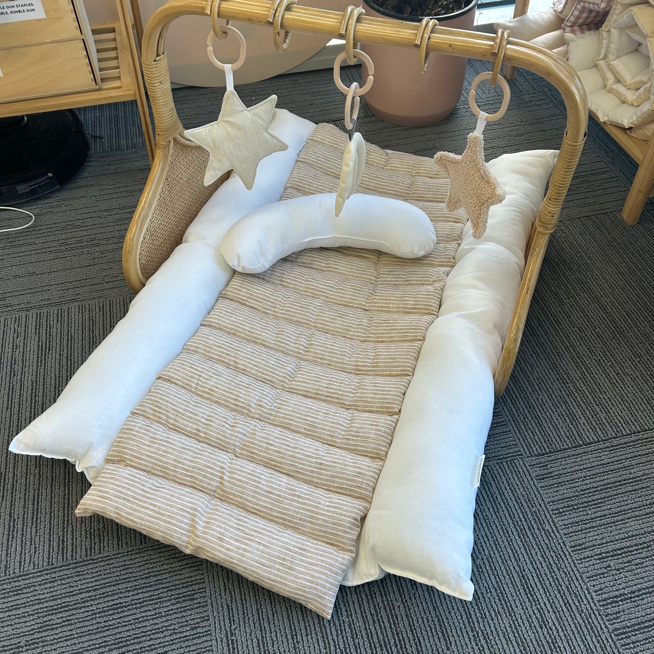EOFY Rattan Play Gym Bundle | Lined Linen & White Linen Base
