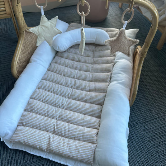 EOFY Rattan Play Gym Bundle | Lined Linen & White Linen Base