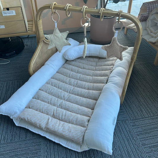 EOFY Rattan Play Gym Bundle | Lined Linen & White Linen Base