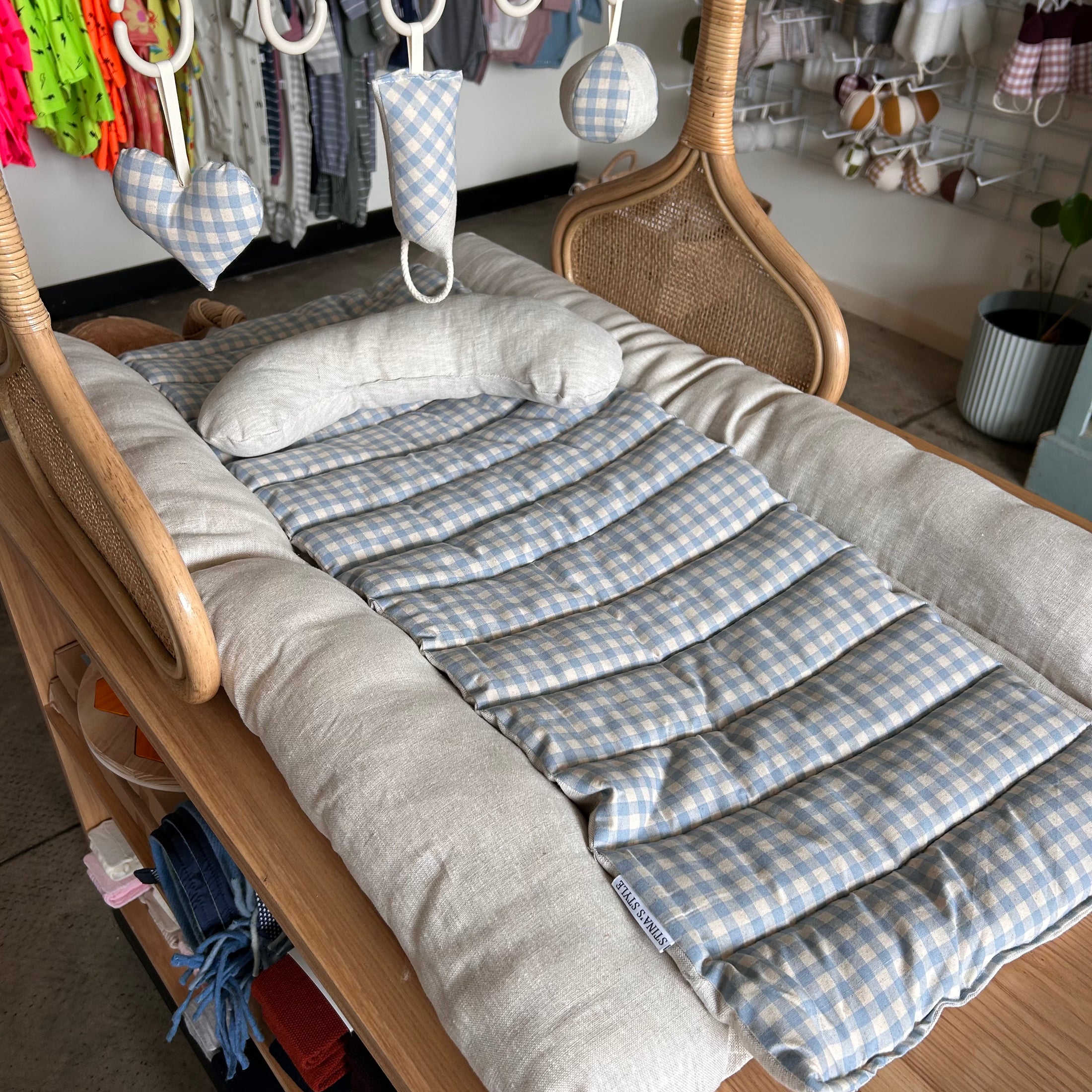 Rattan Play Gym Bundle | Bluebell Gingham + Wool