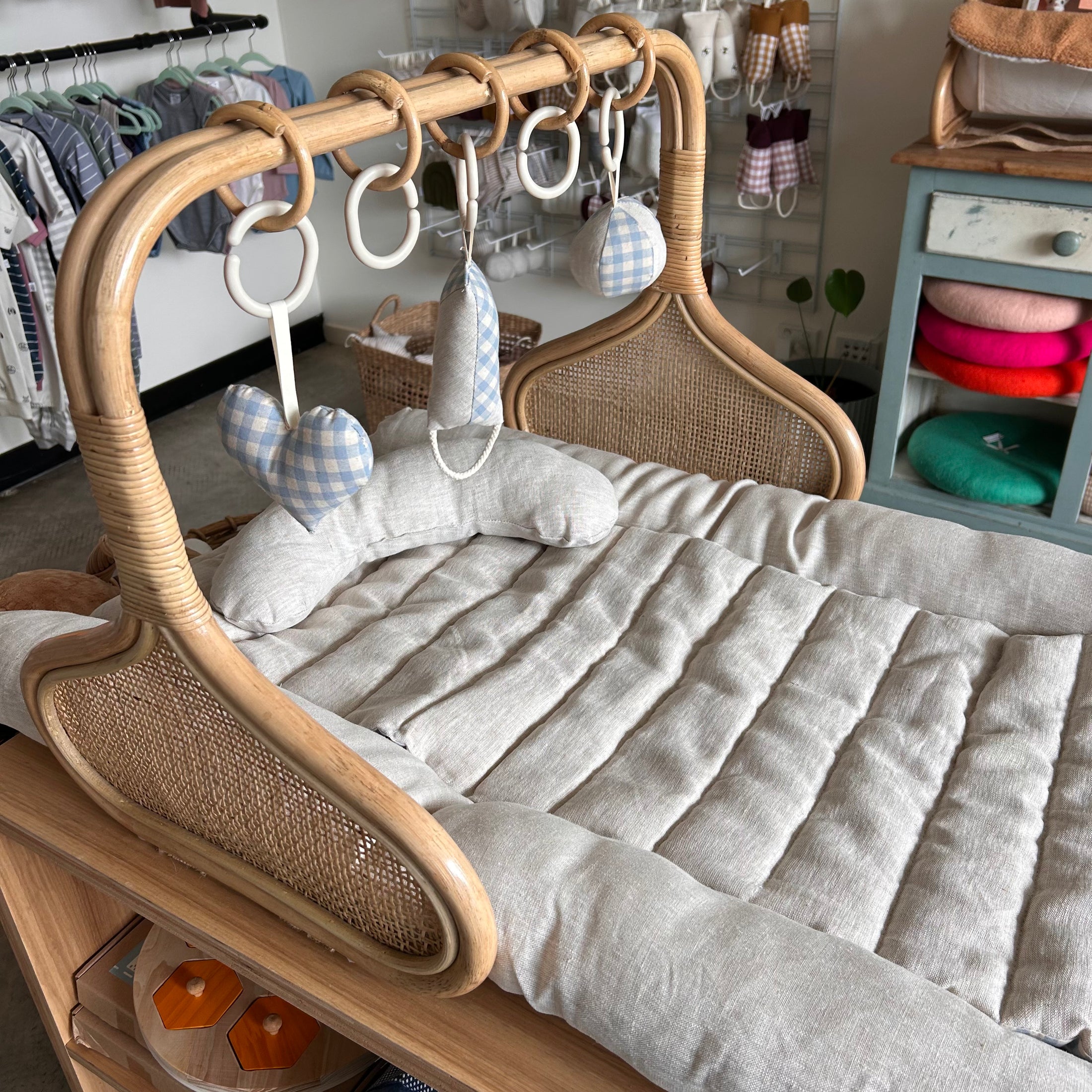 Rattan Play Gym Bundle | Bluebell Gingham + Wool