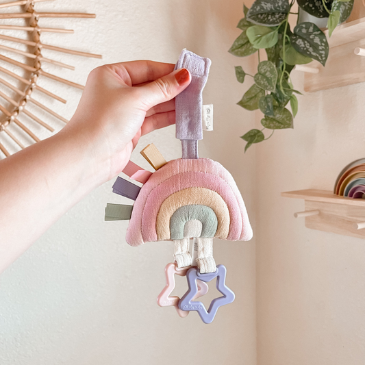 Jingle Attachable Travel Toy | Pink Rainbow