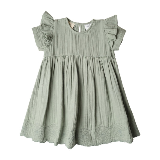 Muslin Charlotte Dress Short Sleeve | Matcha