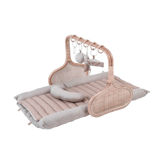 Rattan Play Gym Bundle | Cocoa & Natural Linen