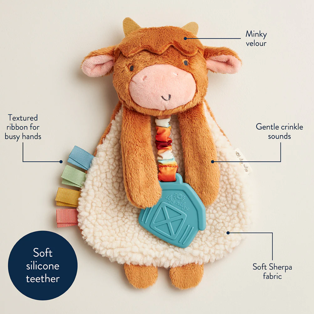 Ritzy Lovey Plush and Teether Toy | Highland Cow