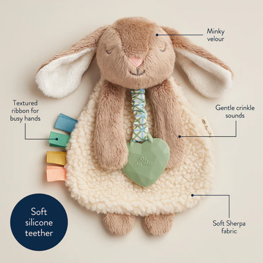 Ritzy Lovey Plush and Teether Toy | Taupe Bunny