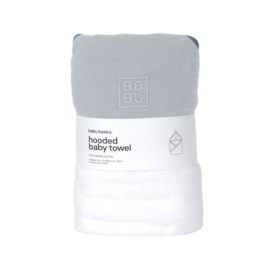 Terry Hooded Baby Towel | Sky Contrast