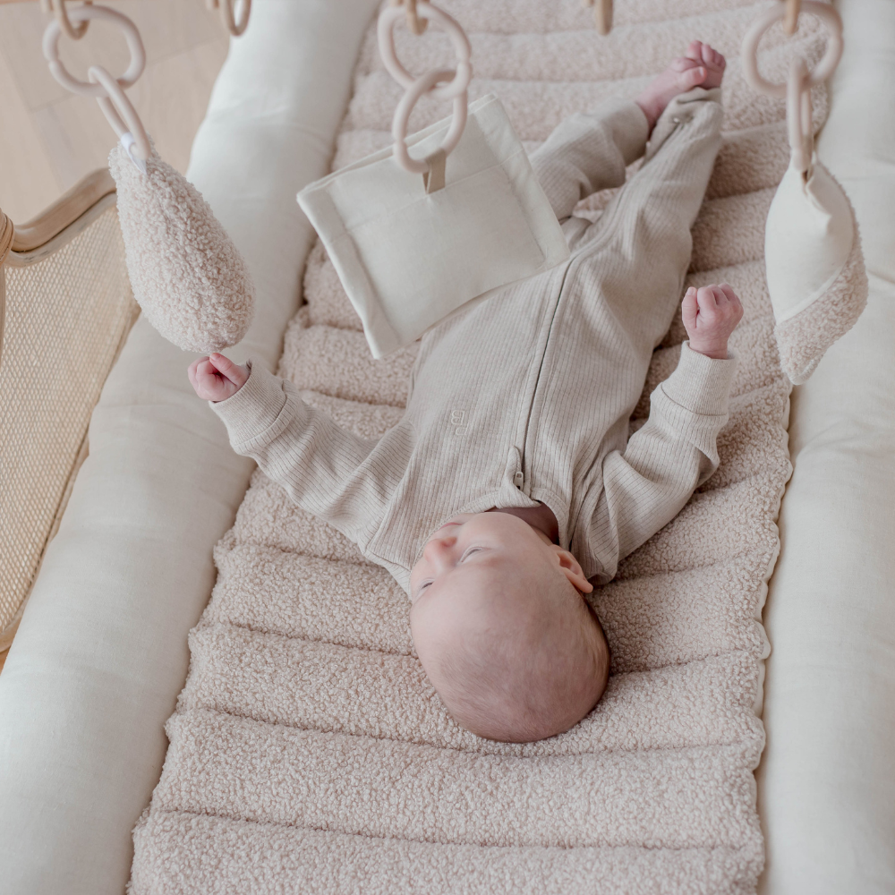 Rattan Play Gym Bundle | White Cloud & Stone Gingham