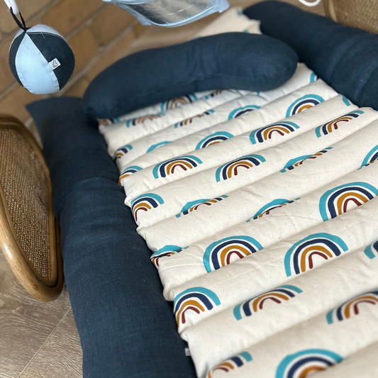Rattan Play Gym Bundle | Rainbow & Denim