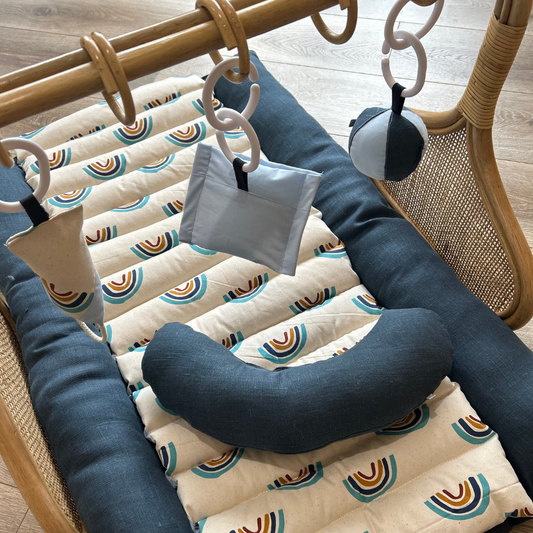 Rattan Play Gym Bundle | Rainbow & Denim