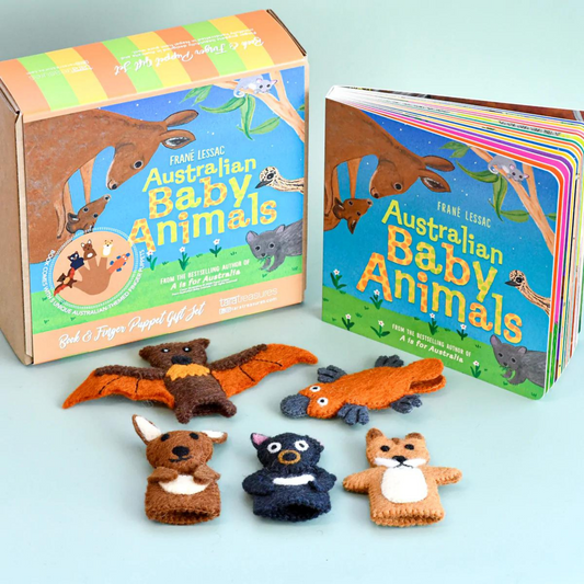 Tara Treasures Australian Animal Book and Finger Puppet Set of 4