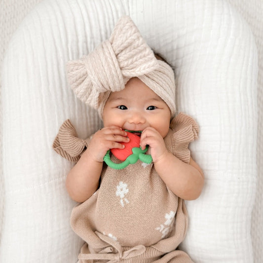 Chew Crew Silicone Handle Teether | Strawberry