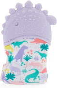 Load image into Gallery viewer, Ritzy Teething Mitt | Purple Dino
