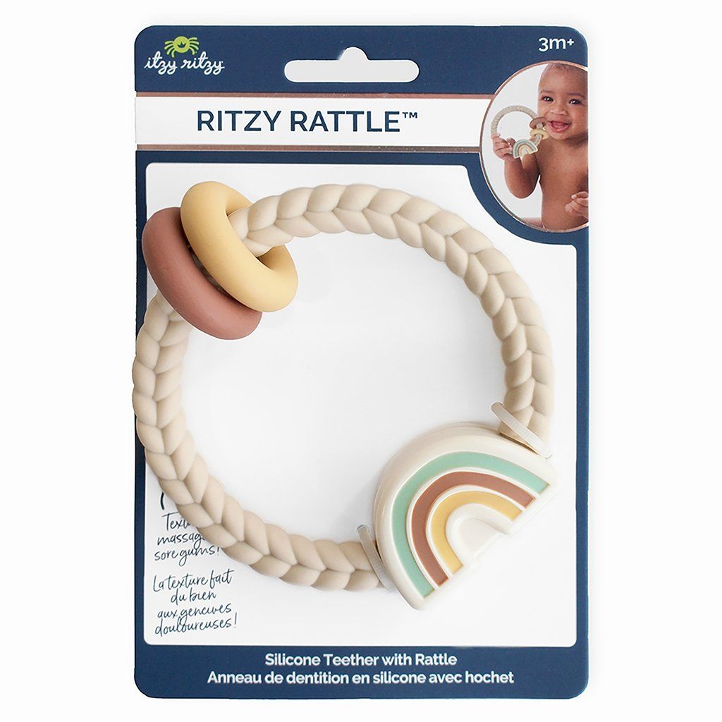 Itzy Ritzy Silicone Teether Rattle- Neutral Rainbow