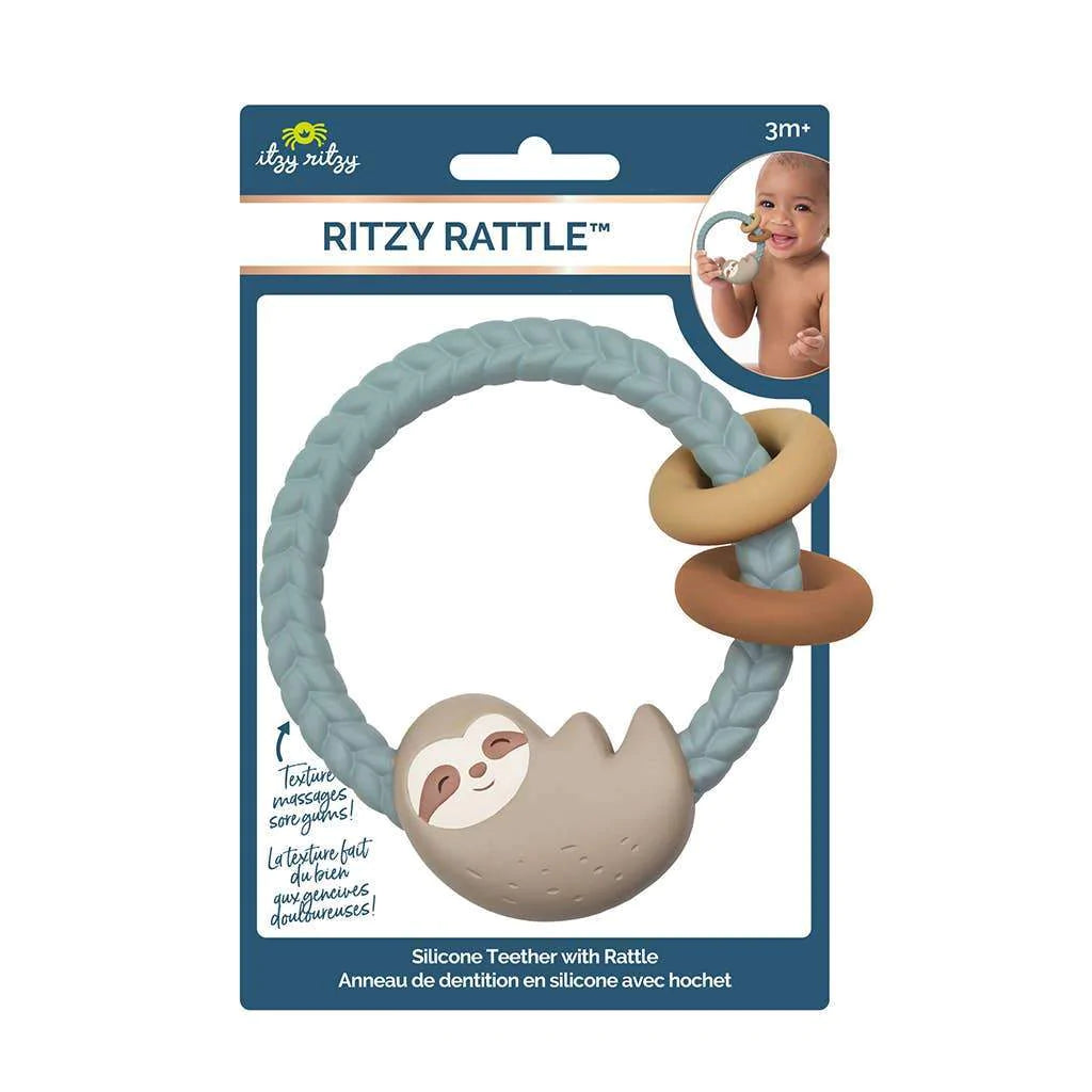 Ritzy Silicone Teether Rattle | Sloth