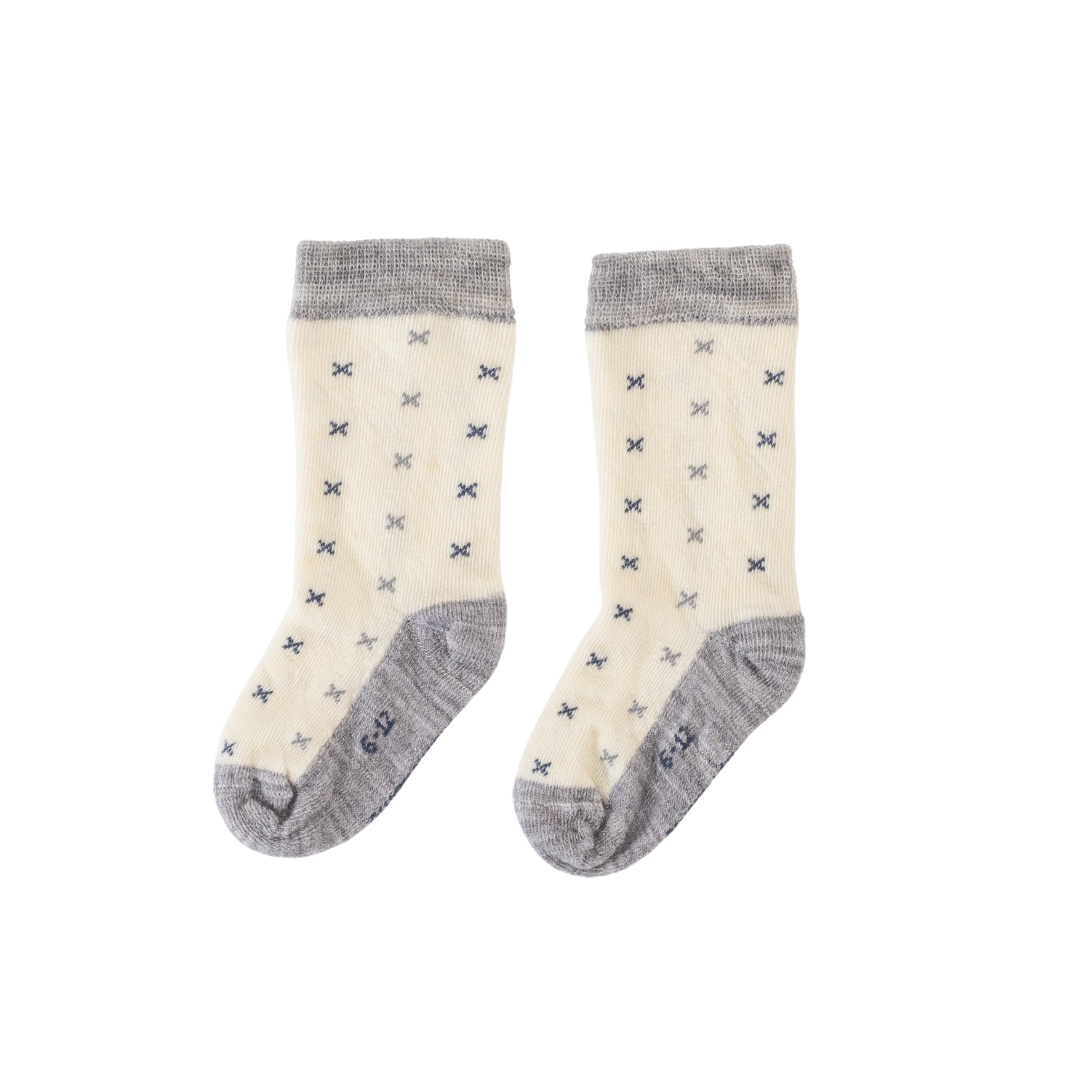 Baby Merino Long Socks | Grey Marle Crosses