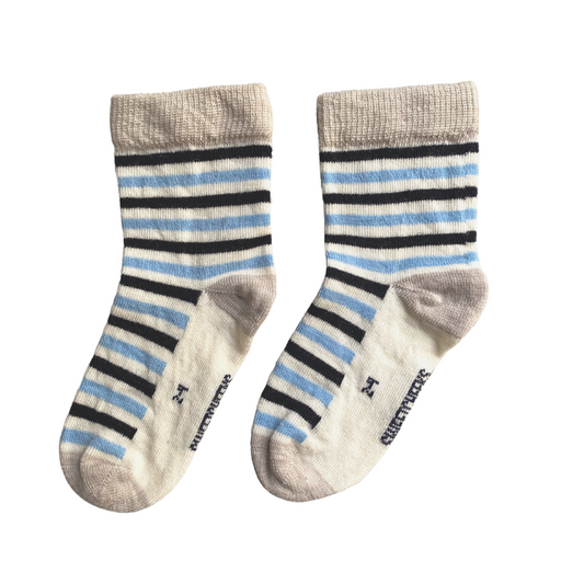 Merino Crew Socks | Sky Blue Stripe