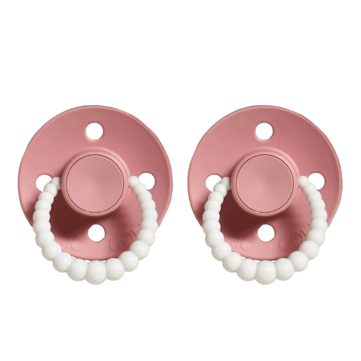 Cherry Vented Teat Twin Pack Glow in The Dark Dummies | Dusty Rose Glow