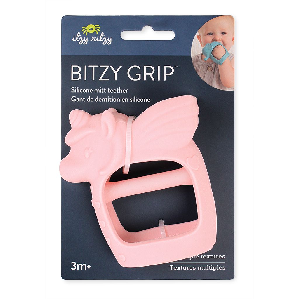 Bitzy Grip Silicone Mitt Teether | Unicorn