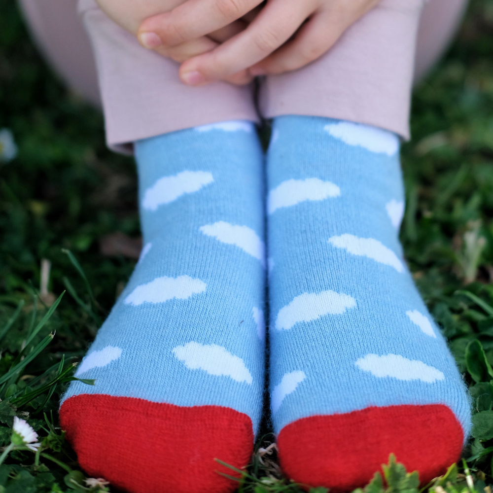 Merino Gumboot Socks | Light Blue Clouds