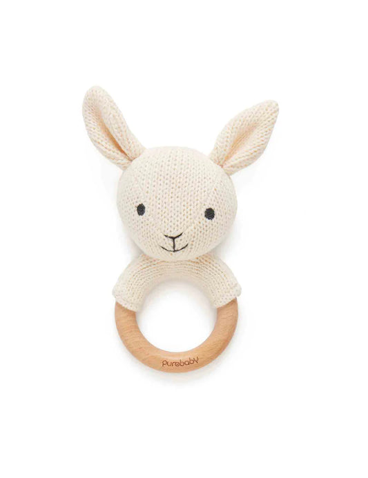 Pure Baby- Knitted Rabbit Rattle